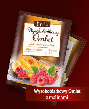 Wysokobiałkowy omlet z linii I'm Fit z musem malinowym