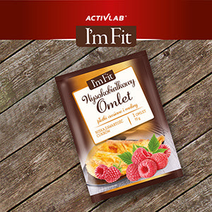 Wysokobiałkowy omlet z linii I'm Fit z fit nutellą i malinami